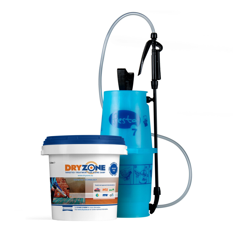 5L Dryzone Damp Proofing Injection Cream (Dpc) + 5L Dryzone Pump For The Treatment Of Rising Damp 5060132761359