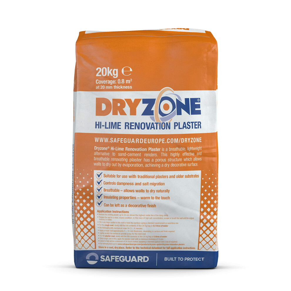 Dryzone Hi-Lime Renovation Plaster 20Kg - 10 Pack