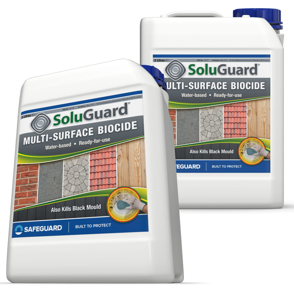 Soluguard Msb Biocide Pack Of 2 On Externall Walls, Brick, Render, Stone, Driveway, Roof Tiles - Green Algae, Fungi, Mould Killer & Remover - 5L
