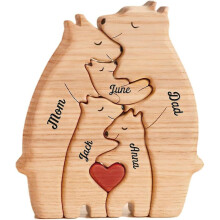 Personalized Bear Family Wooden Art Puzzle, Wooden Decor