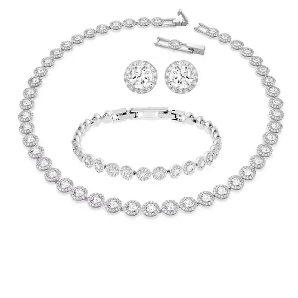 (JH00002) High Quality Original Women's Necklace, Bracelet and Earrings Set, Angelic Square Series Jewelry Set, Fit SWAROVSKI Suitable for Holiday Gifts