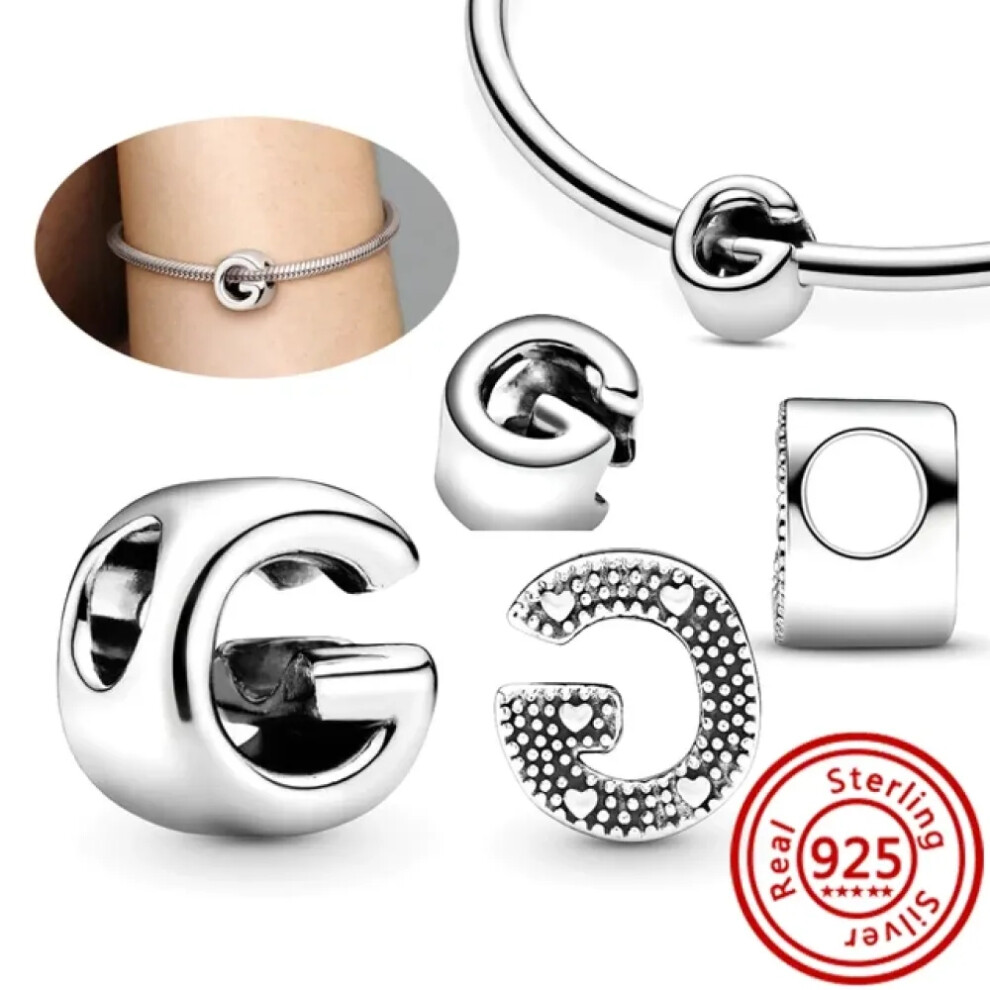 (Y405-G) Hot Sale 100% 925 Sterling Silver 26 Letter A~Z Alphabet DIY Name Beads Fit Original Pandora Charm Bracelet Bangles Fine Jewelry