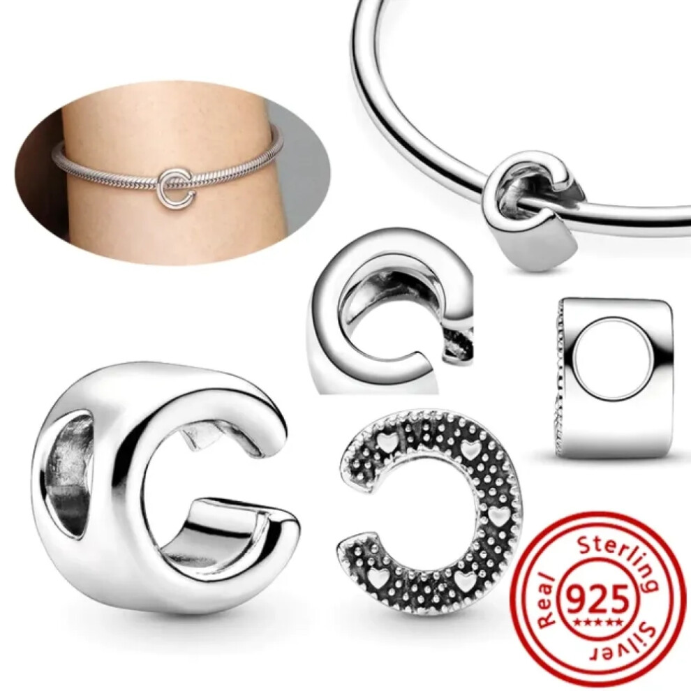 (Y405-C) Hot Sale 100% 925 Sterling Silver 26 Letter A~Z Alphabet DIY Name Beads Fit Original Pandora Charm Bracelet Bangles Fine Jewelry