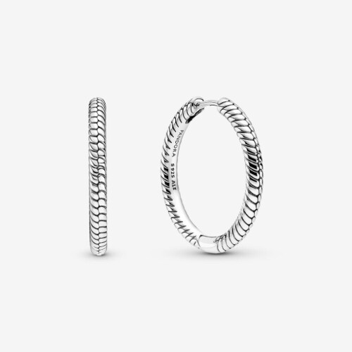 (Moments Charm Hoop Earrings 299532C00) (Sparkling Pandora Logo Stud Earrings Sterling silver 290559CZ) Genuine Pandora Sterling Silver S925 ALE Pavé Hoop Earrings With Pouch