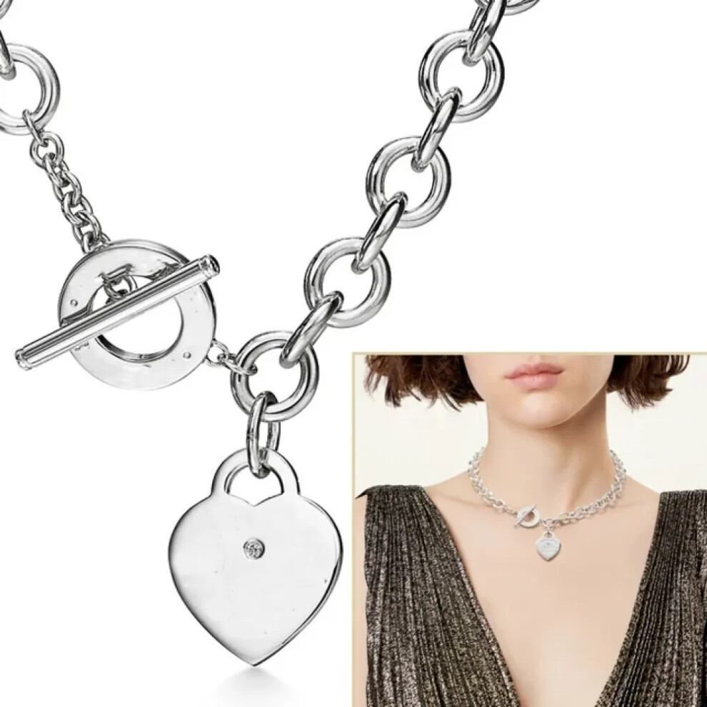 (Gold, 50cm) New S925 silver classic design Tiffany necklace Return to Tiffany  series necklace thick and thin chain optional fashionable