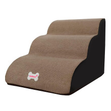 (Camel) Dog Stairs Curved Ladder 3 Steps Soft Comfortable Pet Stairs, Removable Washable Pet Ladder Small Dog Ramps For Sofa Bed