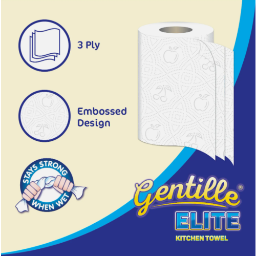 (30 Rolls) Kitchen Roll Gentille Elite 3pk | 3ply Strong 2