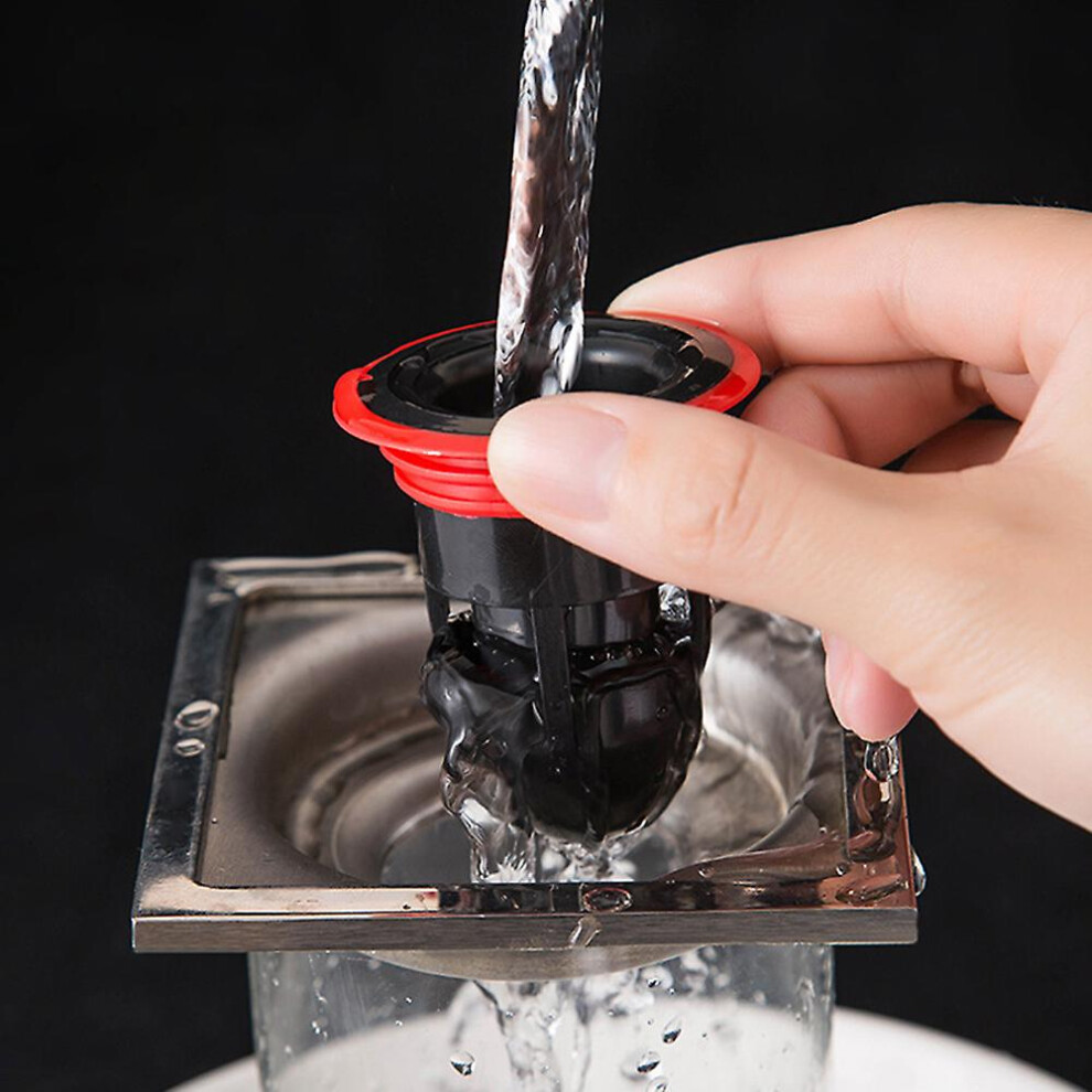 (Black, 4Pcs) Anti-Odor Rubber Floor Drain Shower Drainer For Bathroom No Filter 8107441077546