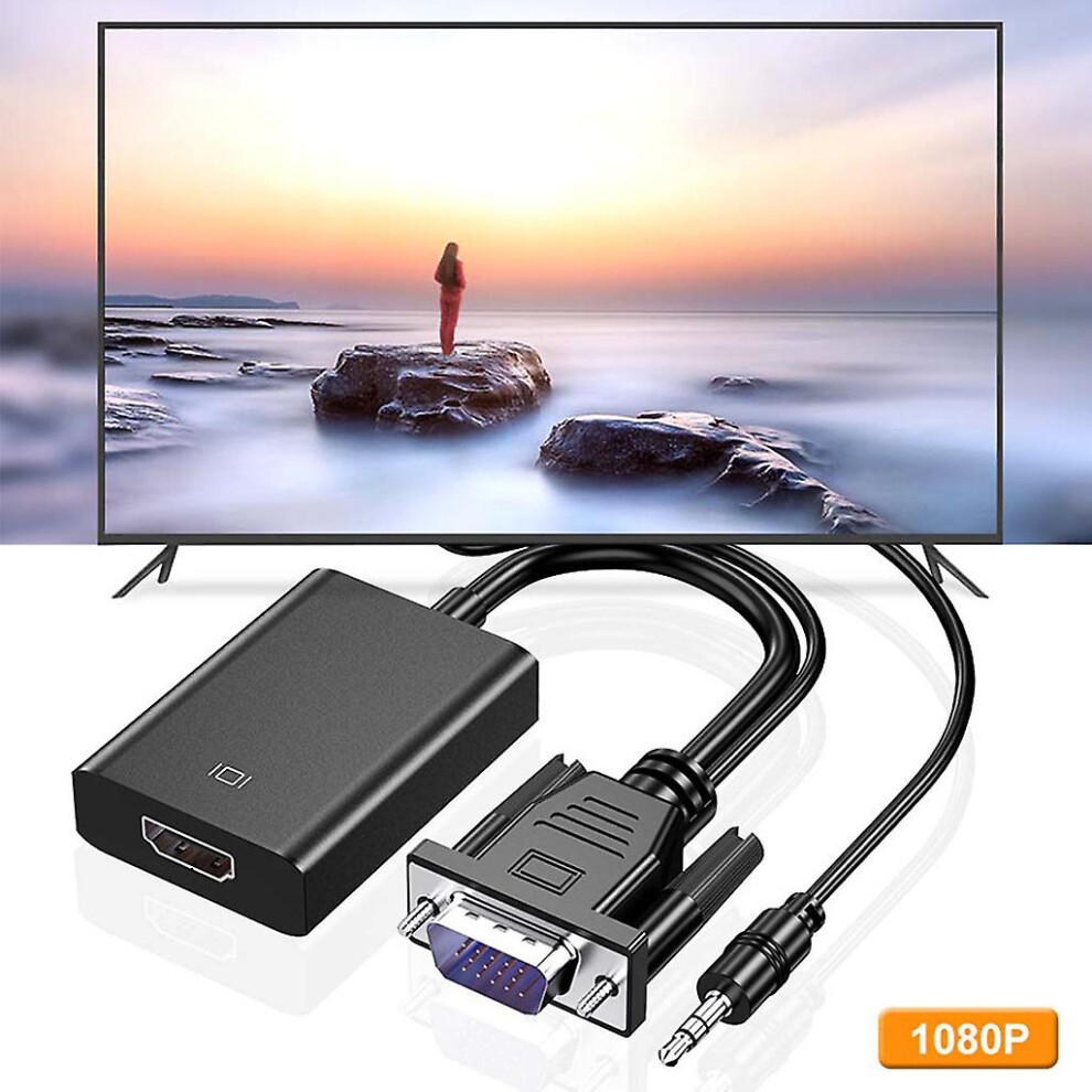 Vga To Hdmi-Compatible Adapter Converter With 3.5Mm Audio Pc Vga Output Tv Monitor Connector 1080P Adapter Computer 8107441083219