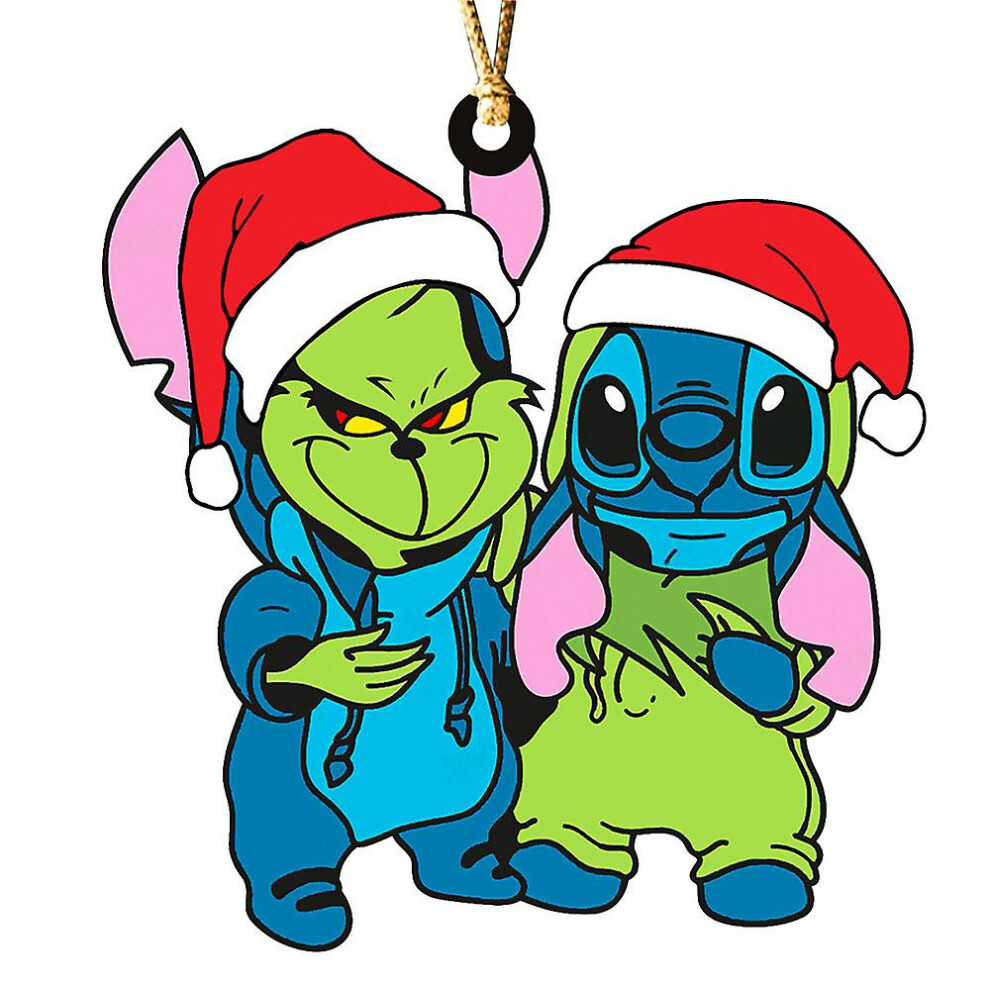 (G) Christmas Grinch Stitch Mickey Winnie The Pooh Xmas Tree Cartoon Hanging Ornaments Decoration