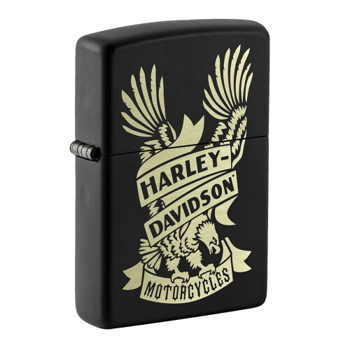 Zippo Zippo Harley Davidson Lighter Golden Eagle Motorcycle Black Matt Windproof Flame