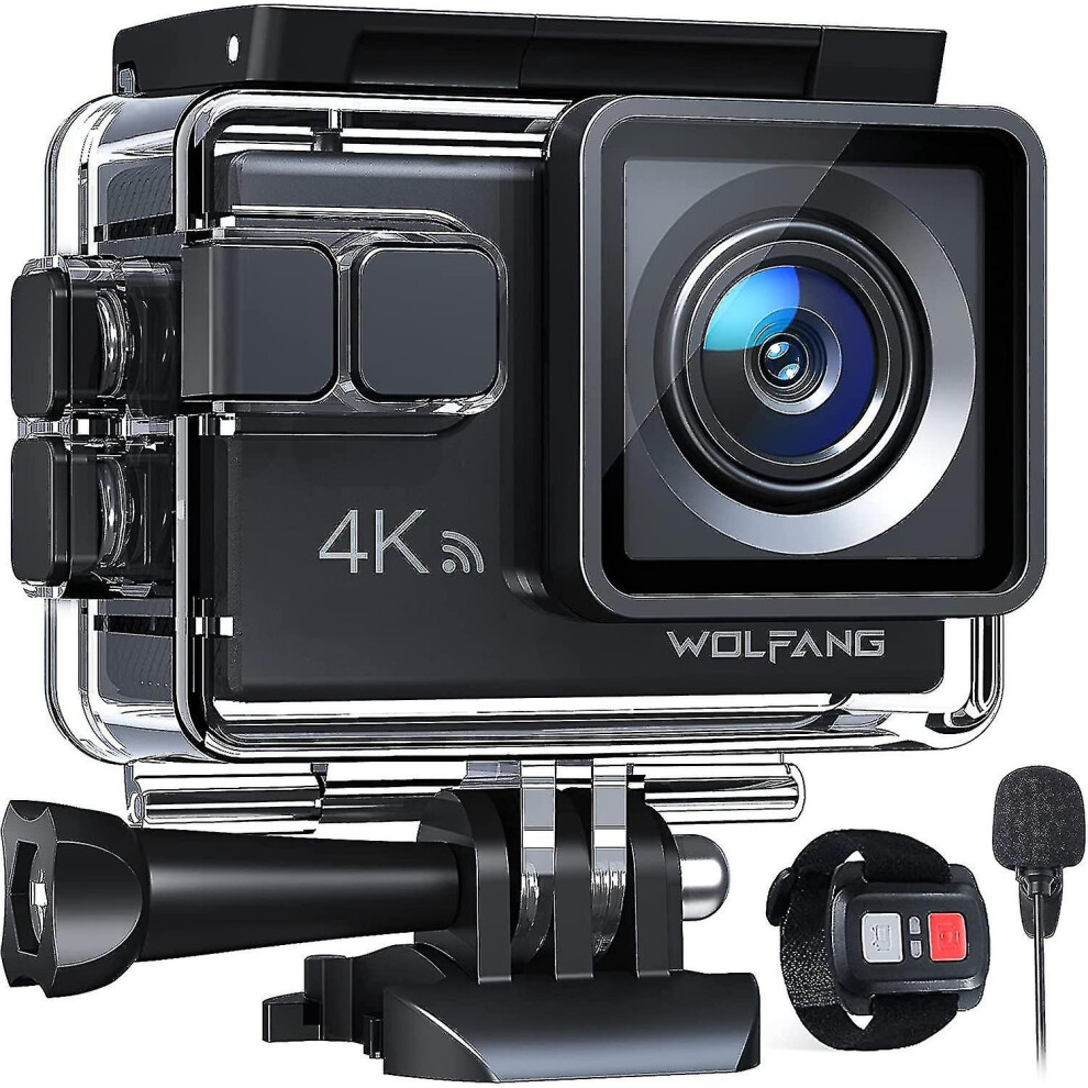 Flkwoh Action Camera 4K 20Mp Ga100, Waterproof 40M Underwater Camera, Eis Stabilization Wifi 170 Wide Angle Helmet Camera (External Microphone, Remote 8795863815701