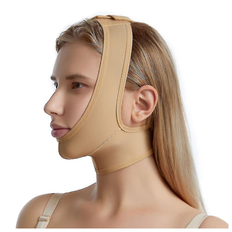 (L) Medical Head Wrap For Face Lift, Neck, Plastic Oral Surgery Chin Mask Lift Post Surgery Compression Garment After Liposuction Surgery Recovery