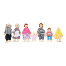 Wooden Doll House Family Cute Simulation 7 Dolls Family Pretend Play Figures For 1:12 Dollhouse