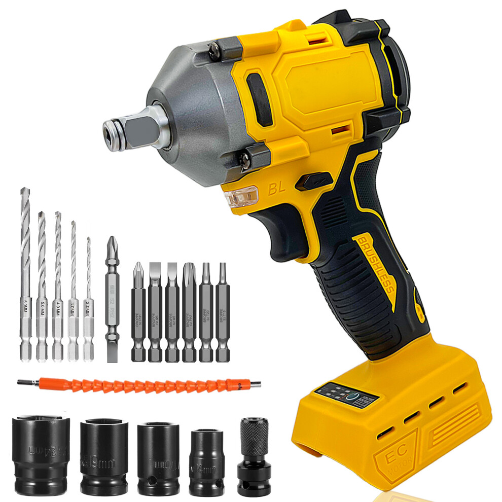 Cordless Brushless Impact Wrench 1/2"700Nm (NoBattery-DeWALTCompatible