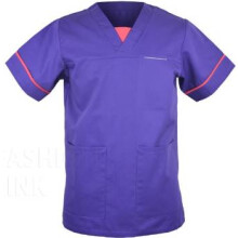 (XL) Unisex Smart Scrub Purple Tunic Nurse Uniform