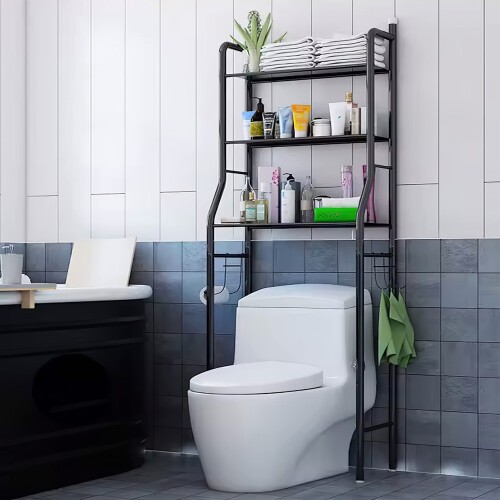 Living And Home (Black) 3-Tier Over Toilet Storage Shelves Bathroom Rack