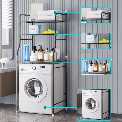 Living And Home (Black) 3-Tier Over Toilet Storage Shelves Bathroom Rack 2