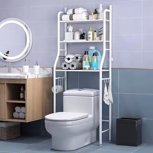 Living And Home (White) 3-Tier Over Toilet Storage Shelves Bathroom Rack