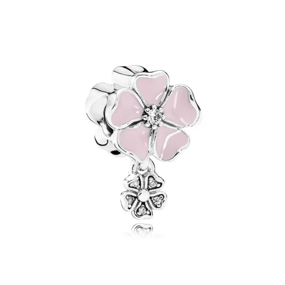 (FS013) Original 925 Sterling Silver Pink Girl Heart Flower Backpack Balloon Coffee Cup Charms Beads for Pandora DIY Bracelet Women Jewellery Gift