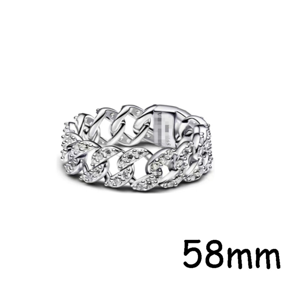 (10) 2024 Hot Pop Original Pandora Jewelry Shimmer Butterfly Crystal Cuban Chain Ring Stylish exquisite 925 jewelry