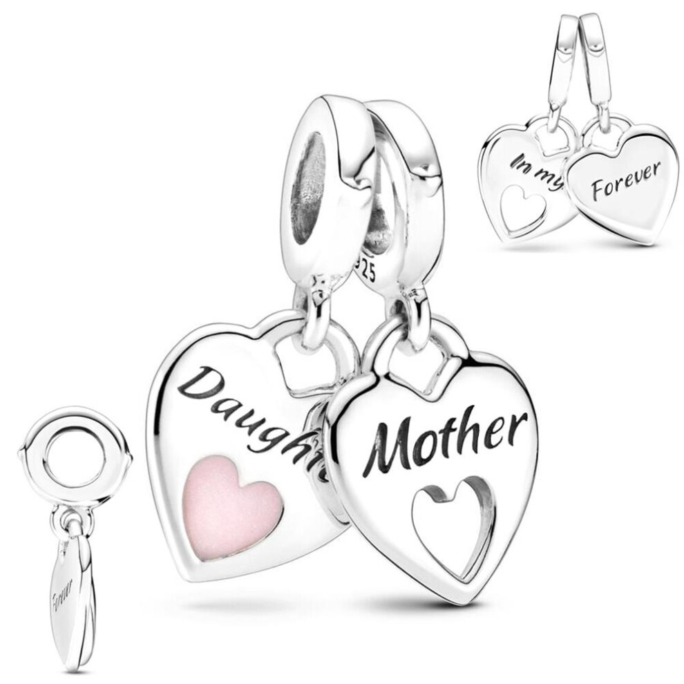 (Y307) 925 Sterling Silver Charms Family Love You Sister Mum Daughter Friend Fit Original Pandora Bracelet Pendant DIY Jewelry Mom Gift