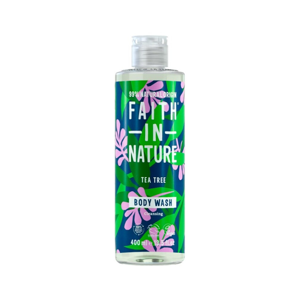 Faith in Nature Tea Tree Body Wash For Cleansing 400ml |Made With Essential Oils |Purifying & Refreshing Skin Care |Shower Gel