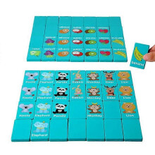 Wooden Domino Toys, Fruit Animal Cognitive Logical Thinking Ability Building Blocks Toys
