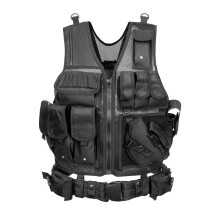 (black) Outdoor Tactical  Breathable Anti-Stab Mesh Vest Military Protective Gear with Adjustable Fit