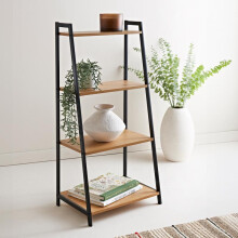 4 Tier Ladder Shelf Shelving Unit Narrow Bookcase Free Standing