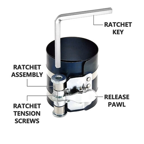 53-175mm Engine Piston Ring Compressor Adjustable Ratchet Type Install 2
