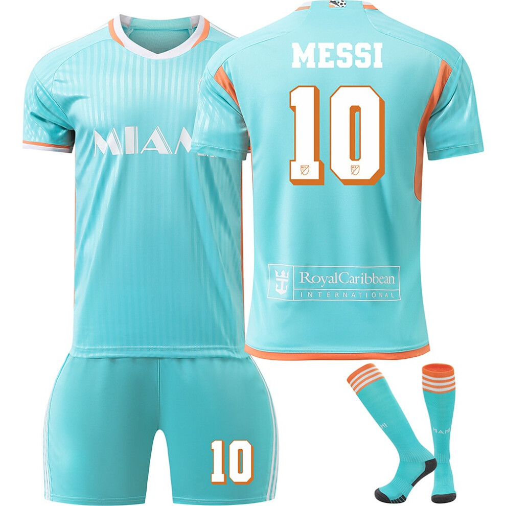 (22(120-130CM)) 24/25 Popular Green Soccer Activewear Print No.10 MESSI Fans Training Football Jerseys Kits