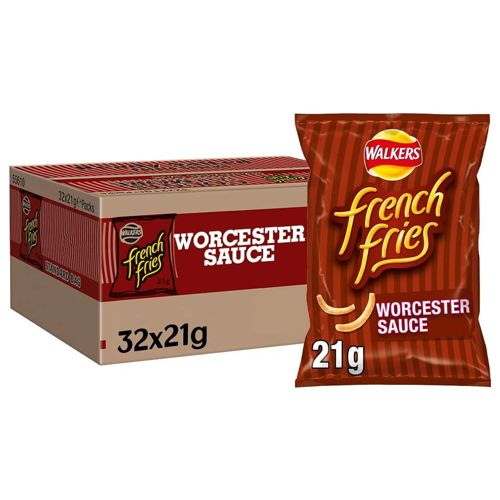 Walkers Crisps French Fries Worcester Sauce Snacks, 21g (Case of 32)