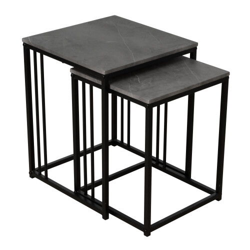 Spot On Dealz Set of 2 Nesting Table Living Room Side Tables Stone Effect Top 2