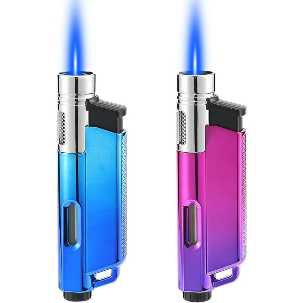 Yeuligo 2 Pack Butane Torch Lighters With Keyhole, Pocket Lighter With Visible Window, Adjustable And Refillable Gas Lighter