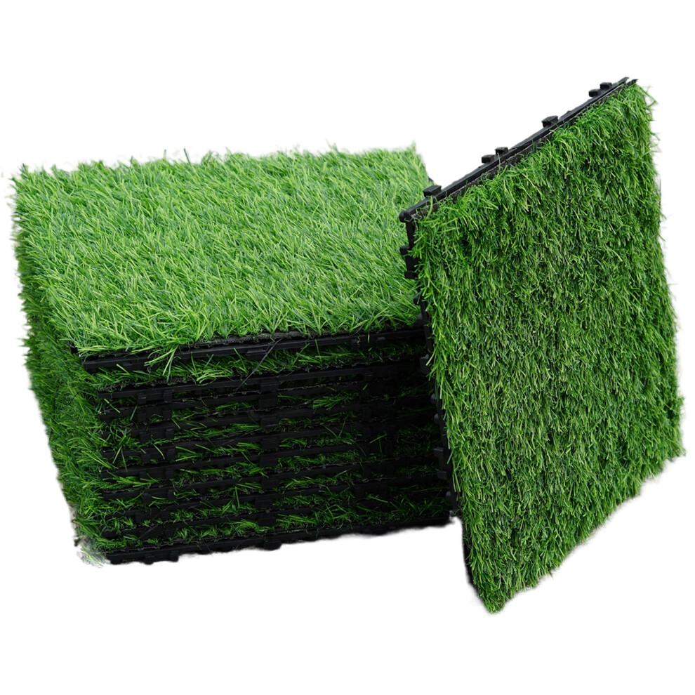 11 x Artificial Grass Interlocking Floor Decking Tiles Outdoor Garden