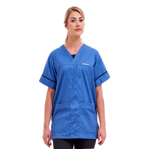 (L) Unisex Smart Scrub Blue Tunic Nurse Uniform