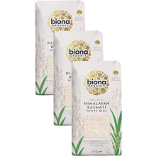 Biona Organic Himalayan Basmati Rice 500g - Long Grain White Rice - Ideal for Stir Frys, Salads & Currys - Non GMO, Vegan