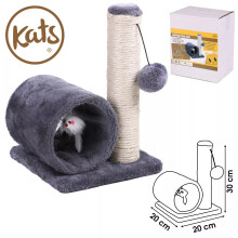 (Cat Scratching Post With Tunnel & Mice) Cat Tree Scratching Post Kitten Scratcher Pole Bed Toy Climbing Activity Centre