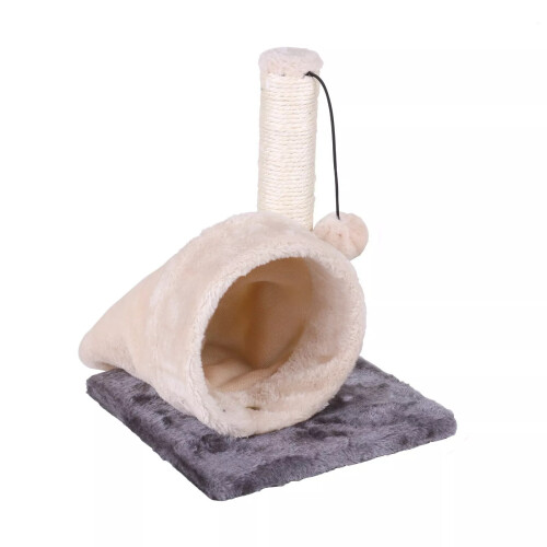 (Cat Scratching Post With Tunnel) Cat Tree Scratching Post Kitten Scratcher Pole Bed Toy Climbing Activity Centre 2
