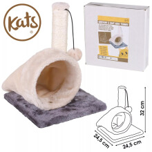 (Cat Scratching Post With Tunnel) Cat Tree Scratching Post Kitten Scratcher Pole Bed Toy Climbing Activity Centre