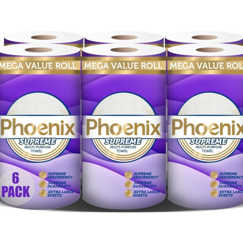 Phoenix Phoenix Supreme Household Multi Purpose Kitchen Towel 6 Pack