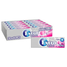 Wrigley's Extra White Bubblemint Chewing Gum, 30 x 10 Pack
