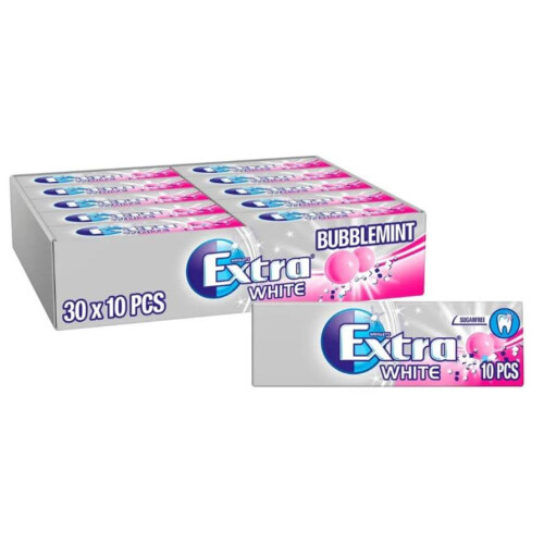 Phoenix Wrigley's Extra White Bubblemint Chewing Gum, 30 x 10 Pack