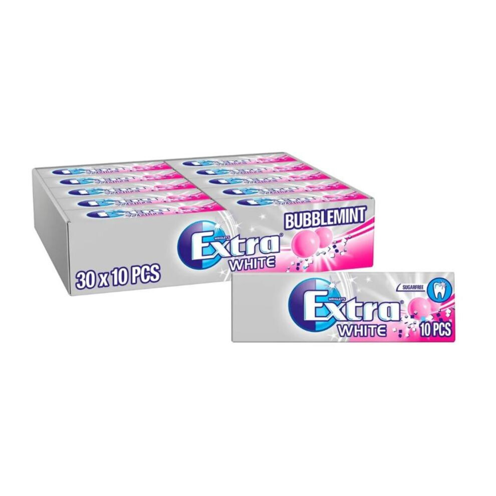 Wrigley's Extra White Bubblemint Chewing Gum, 30 x 10 Pack