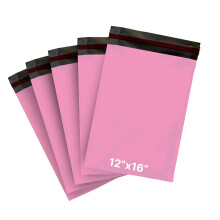 (100 Pack) Pink 12 x 16 Mailing Bags Self Sealable Plastic Bags, Postage Bags, Parcel Bags for Posting Clothes, Books