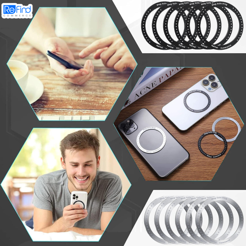 (Black) [6pcs] ReFind MagSafe Ring 2