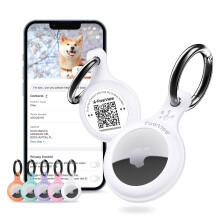(White) PawView AirTag Holder & AirTag Keyring
