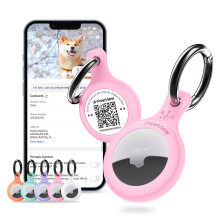 (Pink) PawView AirTag Holder & AirTag Keyring