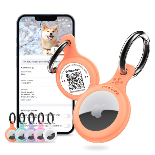 (Orange) PawView AirTag Holder & AirTag Keyring